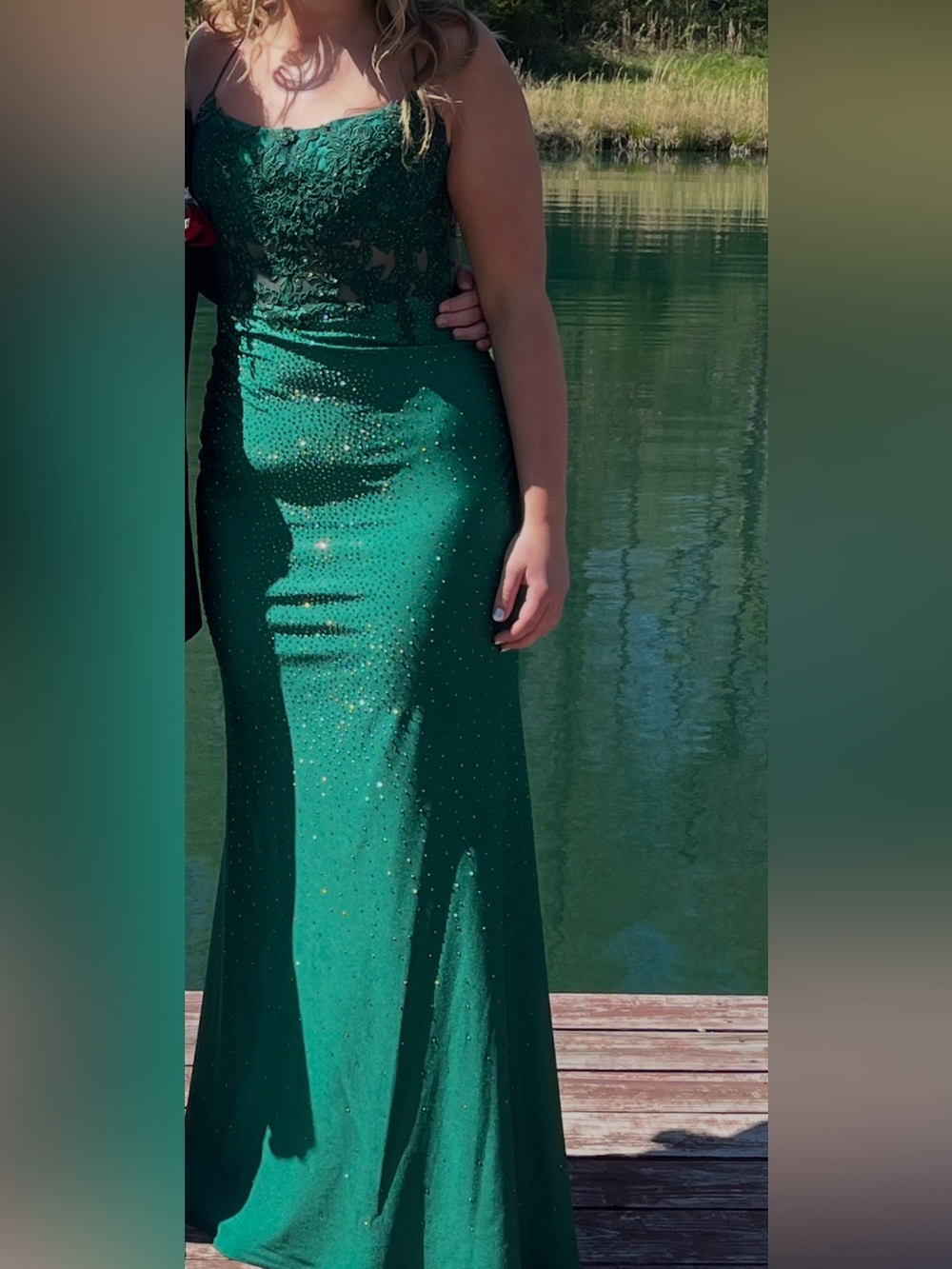Emerald Green Sparkly Prom Dress Size 12